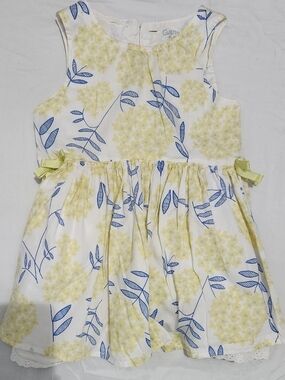 OshKosh B'gosh White Dress with Yellow Flowers and Blue Leaves